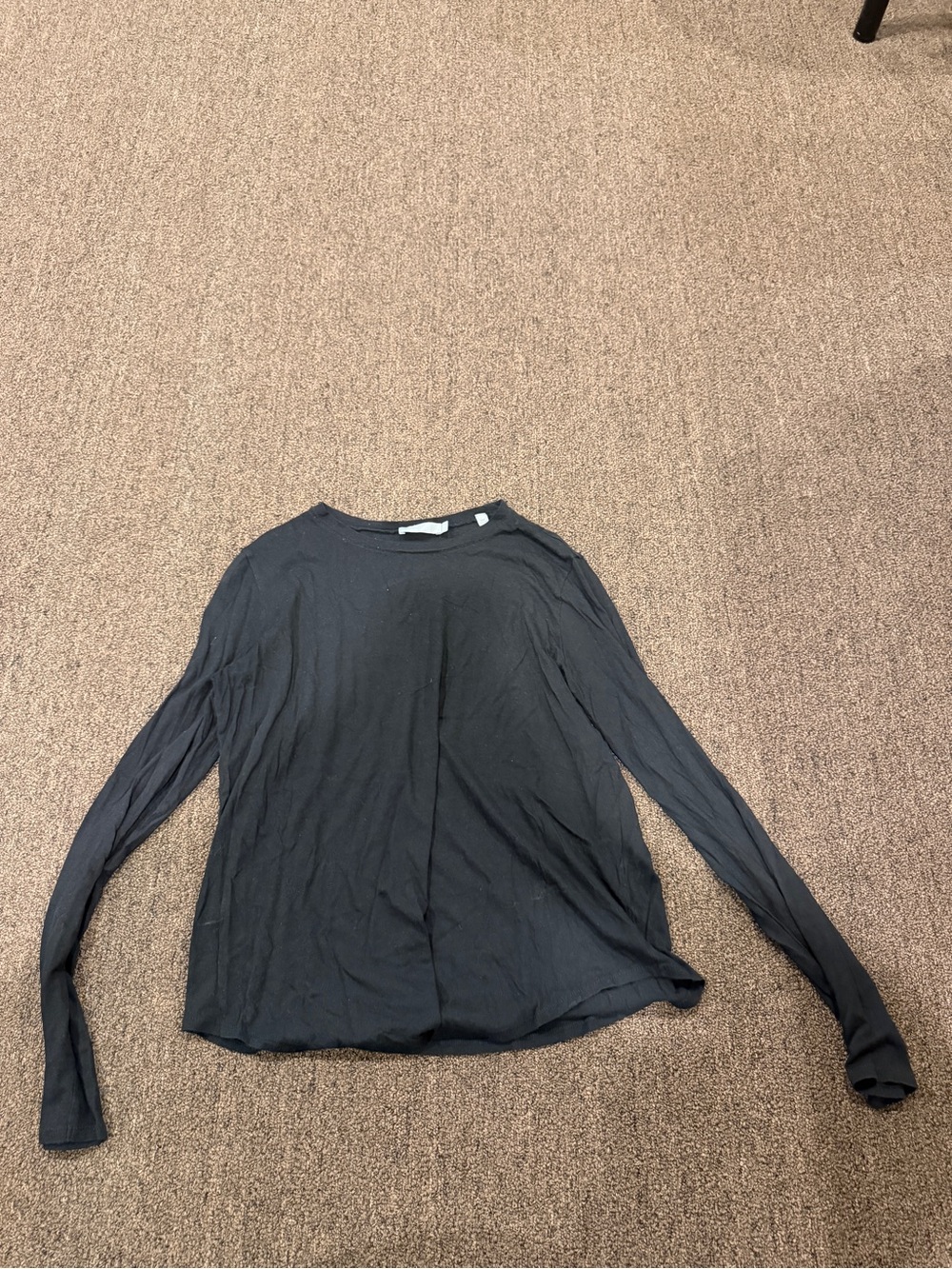 Vince Black Long-Sleeve Crewneck Top